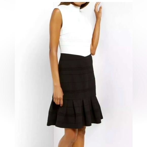 COPY Ted Baker Women’s Demore Flared Skirt Stretch Band Dress Black White Size 0 - Picture 3 of 14